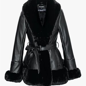 Women's Black Faux Fur Trim Jacket